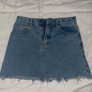 Frayed Hem Denim Skirt